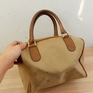80s Vintage Lanvin Paris‎ Handbag Caramel Diamond Logo Mini Boston Speedy FRANCE